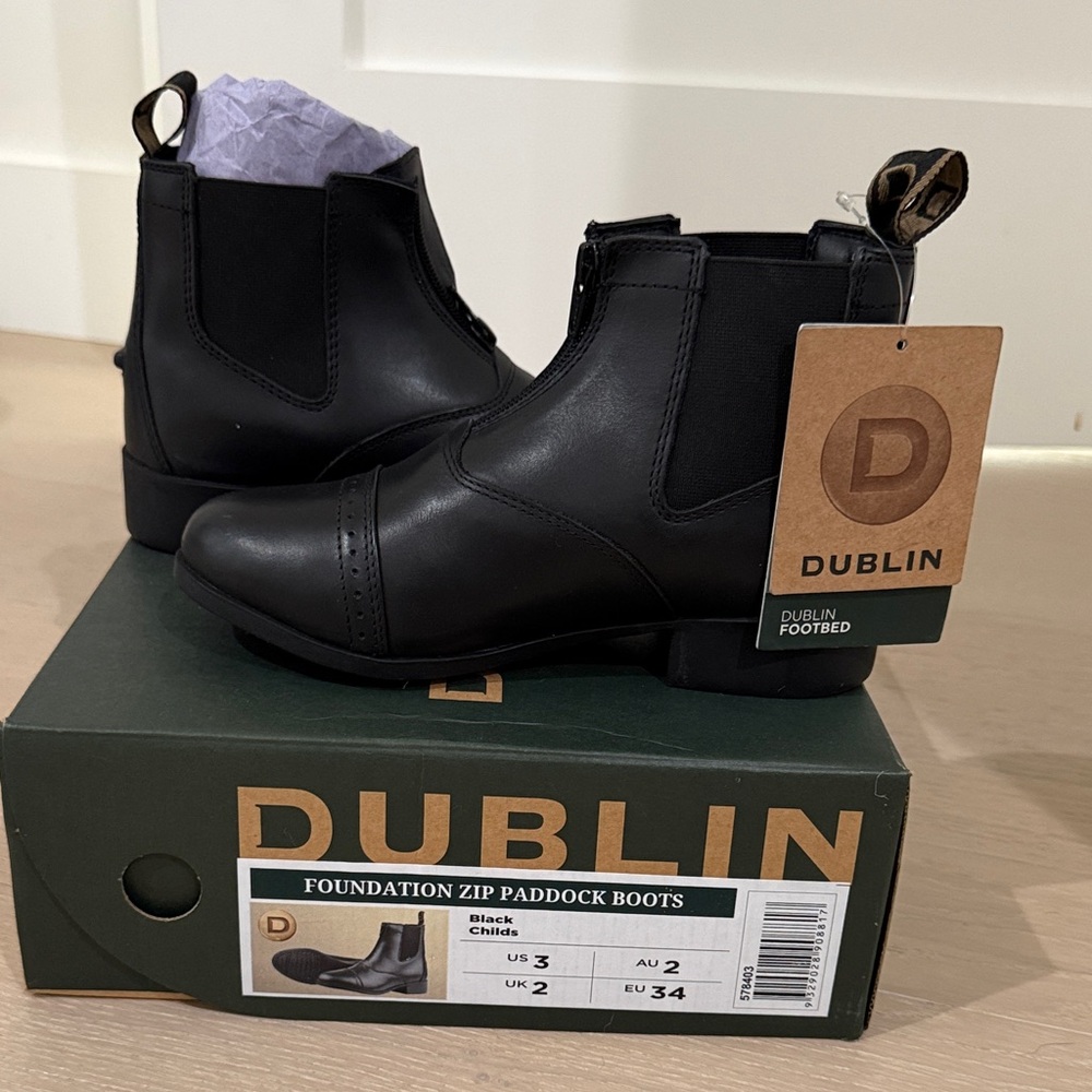 Dublin Kids Black Foundation Zip Paddock Boots